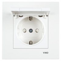 Розетка одинарная с/з и защитной крышкой VIKO Karre белая 90960012