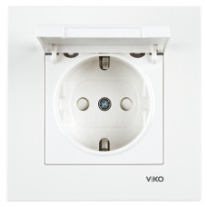 Розетка одинарная с/з и защитной крышкой VIKO Karre белая 90960012