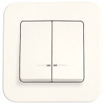 Выключатель двухклавишный с подсветкой VIKO Rollina крем 90421050