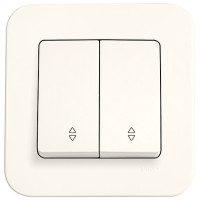 Выключатель двухклавишный проходной VIKO Rollina крем 90421017