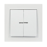 Выключатель двухклавишный с подсветкой NILSON Thor белый 27111004