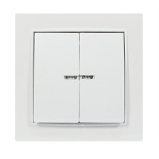 Выключатель двухклавишный с подсветкой NILSON Thor белый 27111004