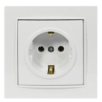 Розетка одинарная с/з NILSON Thor белая 27111017