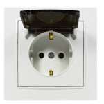 Розетка одинарная с/з и крышкой NILSON Thor белая 27111018