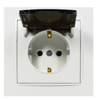 Розетка одинарная с/з и крышкой NILSON Thor белая 27111018