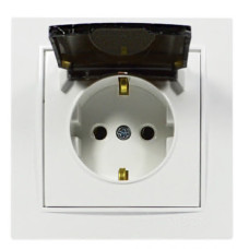 Розетка одинарная с/з и крышкой NILSON Thor белая 27111018