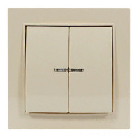 Выключатель двухклавишный с подсветкой NILSON Thor крем 27121004