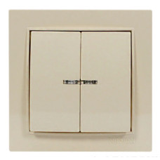 Выключатель двухклавишный с подсветкой NILSON Thor крем 27121004