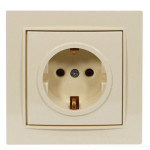 Розетка одинарная с/з NILSON Thor крем 27121017