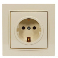 Розетка одинарная с/з NILSON Thor крем 27121017