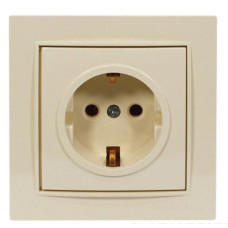 Розетка одинарная с/з NILSON Thor крем 27121017