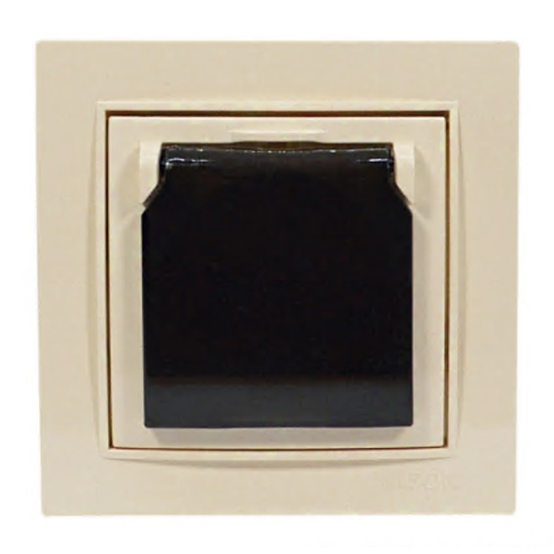 Розетка одинарная с/з и крышкой NILSON Thor крем 27121018