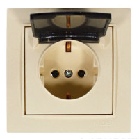 Розетка одинарная с/з и крышкой NILSON Thor крем 27121018