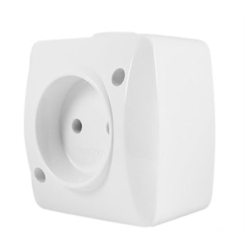 Розетка El-BI Alsu одинарна б/з накладна біла IP20 (504-010200-215)