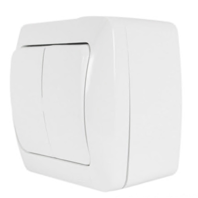 Выключатель El-BI Alsu двухклавишный накладной белый IP20 (504-010200-202)