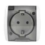 Розетка El-BI Alsu одинарная с крышкой с/з накладная белая IP54 (504-010215-218)