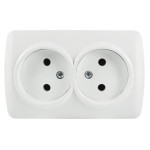 Розетка El-BI Alsu двойная б/з накладная белая IP20 (504-010200-908)