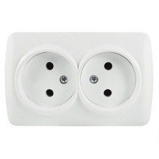 Розетка El-BI Alsu двойная б/з накладная белая IP20 (504-010200-908)