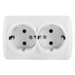 Розетка El-BI Alsu двойная с/з накладная белая IP20 (504-010200-907)