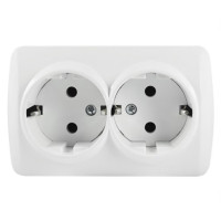 Розетка El-BI Alsu двойная с/з накладная белая IP20 (504-010200-907)