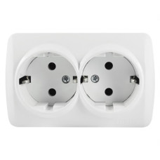 Розетка El-BI Alsu двойная с/з накладная белая IP20 (504-010200-907)