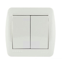 Выключатель накладной двухклавишный LEZARD Demet белый IP20 711-0200-101