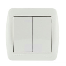Выключатель накладной двухклавишный LEZARD Demet белый IP20 711-0200-101