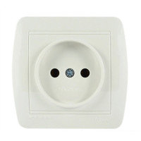 Розетка накладная одинарная б/з LEZARD Demet белая IP20 711-0200-121