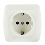 Розетка накладная одинарная с/з LEZARD Demet белая IP20 711-0200-122