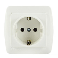 Розетка накладная одинарная с/з LEZARD Demet белая IP20 711-0200-122