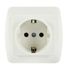 Розетка накладная одинарная с/з LEZARD Demet белая IP20 711-0200-122
