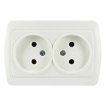 Розетка накладная двойная б/з LEZARD Demet белая IP20 711-0200-128