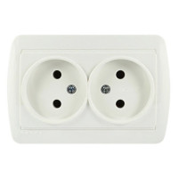 Розетка накладная двойная б/з LEZARD Demet белая IP20 711-0200-128