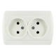 Розетка накладная двойная б/з LEZARD Demet белая IP20 711-0200-128