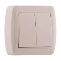 Выключатель накладной двухклавишный DEMET крем 711-0300-101