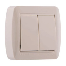 Выключатель накладной двухклавишный DEMET крем 711-0300-101