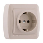 Розетка одинарная накладная с заземлением DEMET крем 711-0300-122