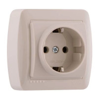 Розетка одинарная накладная с заземлением DEMET крем 711-0300-122