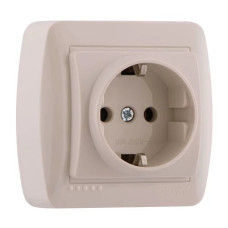 Розетка одинарная накладная с заземлением DEMET крем 711-0300-122