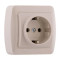 Розетка одинарная накладная с заземлением DEMET крем 711-0300-122
