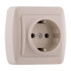 Розетка одинарная накладная с заземлением DEMET крем 711-0300-122