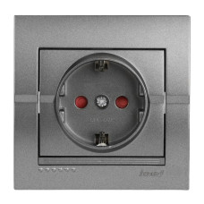 Розетка одинарная з/з и защитными шторками LEZAND Deriy графит 702-2929-124B