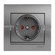Розетка одинарная з/з и защитными шторками LEZAND Deriy графит 702-2929-124B