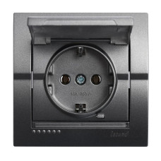 Розетка одинарная з/з и крышкой LEZARD Deriy графит 702-2929-123B