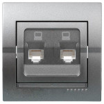 Розетка компьютерная двойная LEZARD Deriy графит 702-2929-141