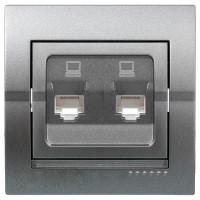 Розетка компьютерная двойная LEZARD Deriy графит 702-2929-141