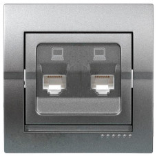 Розетка компьютерная двойная LEZARD Deriy графит 702-2929-141