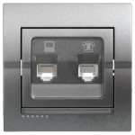 Розетка компьютерная и телефонная LEZARD Deriy графит 702-2929-143