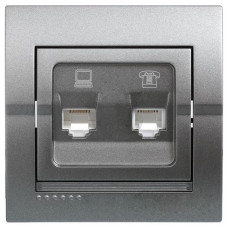 Розетка компьютерная и телефонная LEZARD Deriy графит 702-2929-143