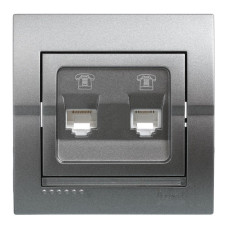 Розетка телефонная двойная LEZARD Deriy графит 702-2929-138